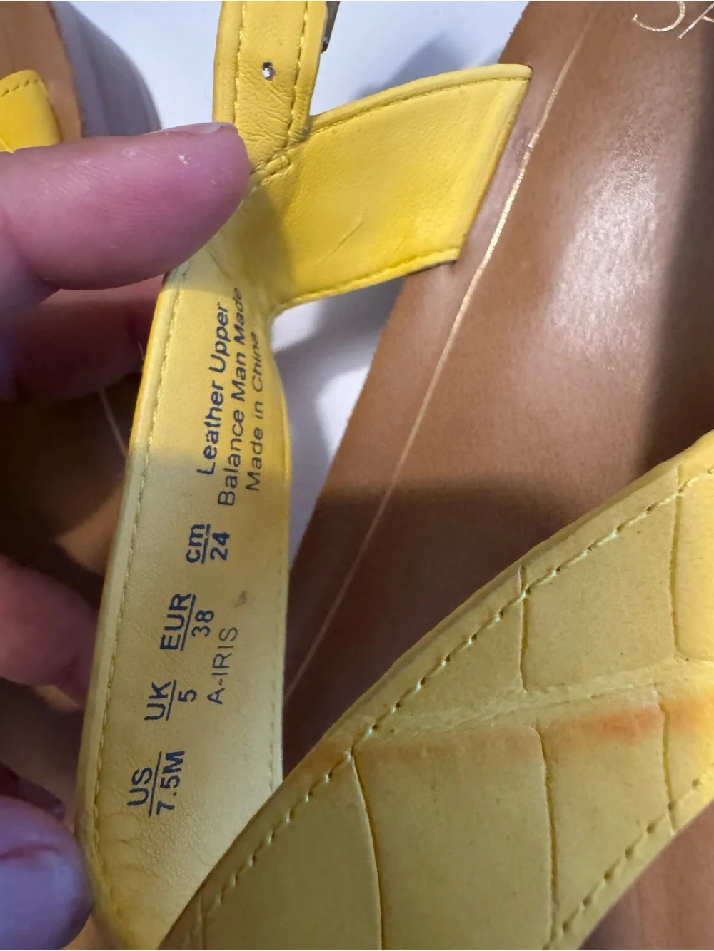 iris Yellow Croc-Texture Thong Slingback Sandals